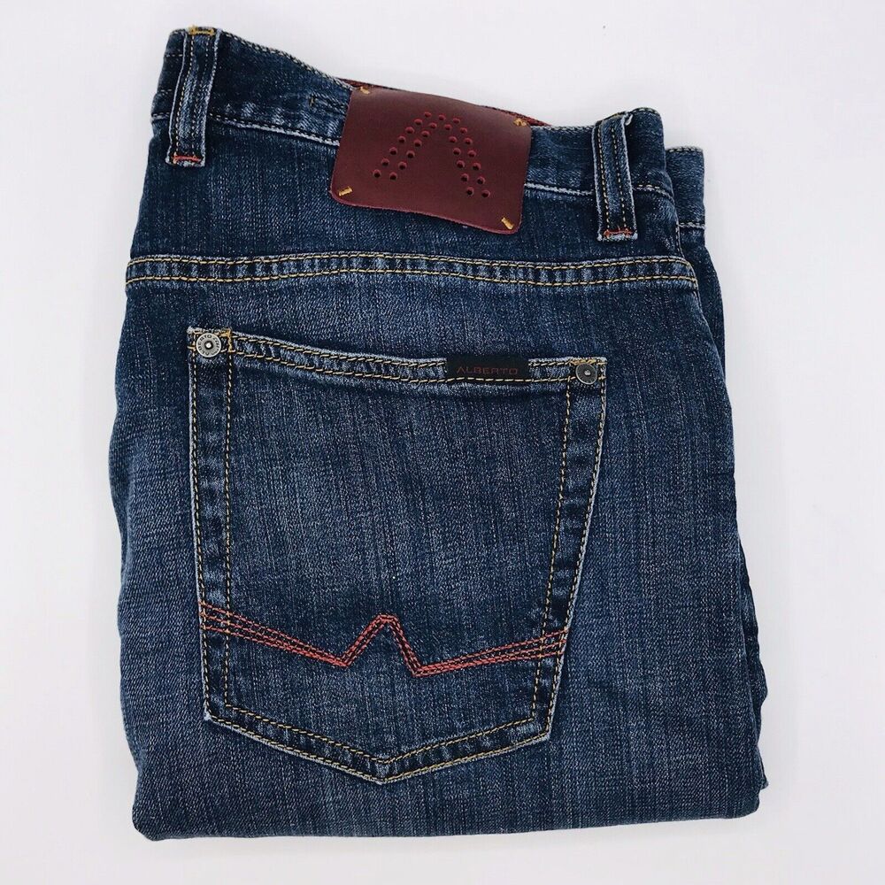 Alberto Mens Jeans Blue Modern Fit Size 36x27 Denim Classic Casual Comfort